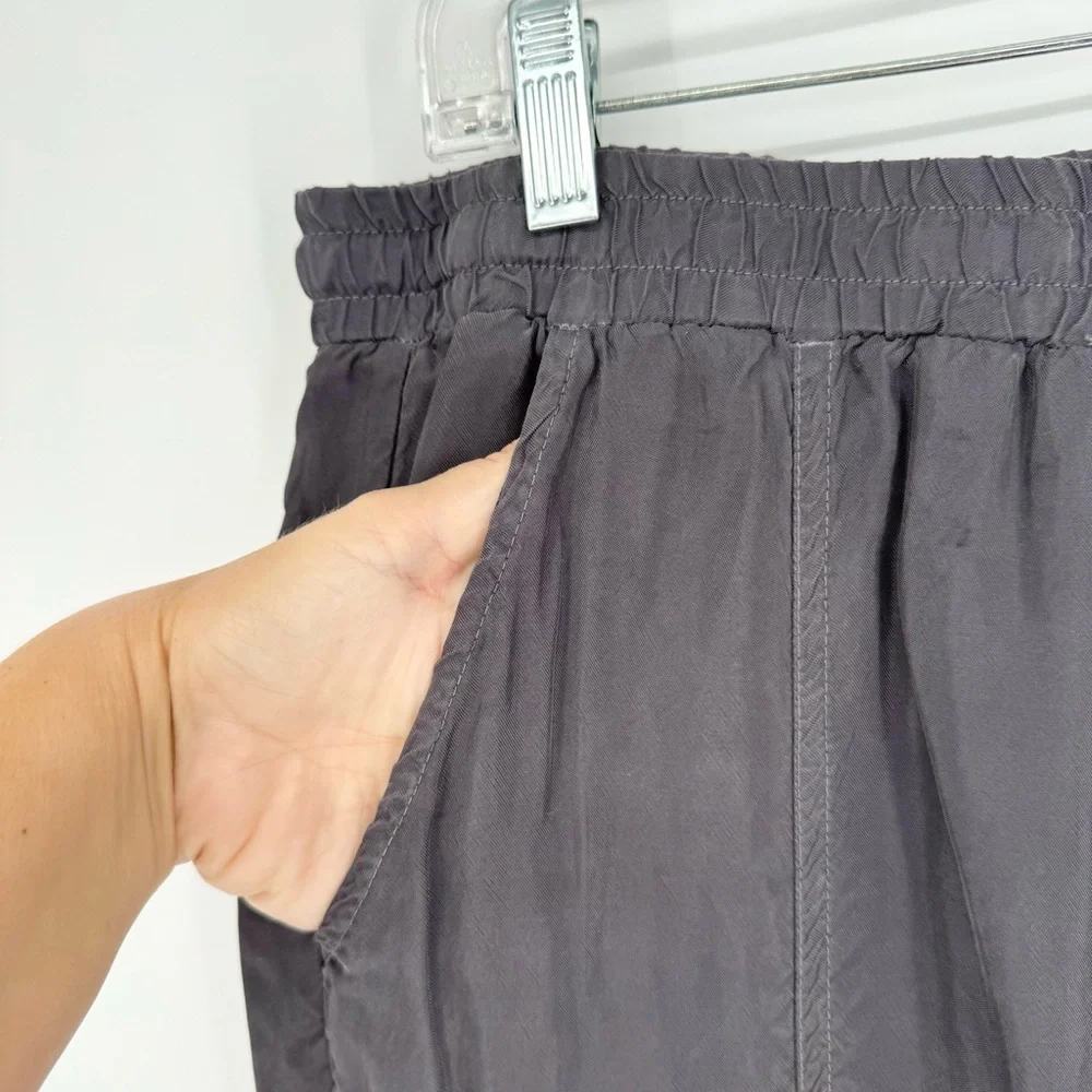 Johnny Was Ramble Pull-On Cupro Cargo Jogger Pants Grey Size‎ M Coastal Grandma